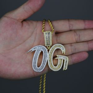 Novo chegou ouro prata inicial og pingente abeto cubana corrente colar jóias para homens menino feminino hip hop colares navio da gota