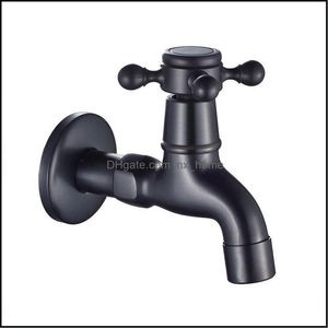 Black Antique Brass Lever Handle Laundry Bathroom Wetroom Wall Mount Washing Hine Faucet Outdoor Garden Hose Single Cold Tap Drop Delivery 2