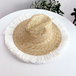 Cappelli da sole in paglia da donna fatti a mano Cappellini da spiaggia Panama in rafia naturale di alta qualità con tesa larga larga Gilrs