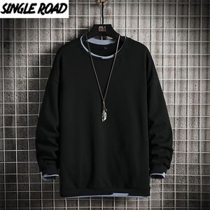 SingleRoad Crewneck Sweatshirt Men Autumn Solid Oversized Japanese Streetwear Casual Black Hoodie Men Sweatshirts Hoodies 201126