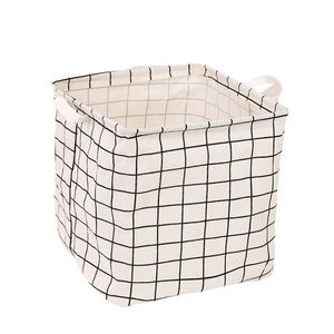 Foldable Cotton Linen Desktop Sundries Toy Storage Basket Laundry Box Underwear Cosmetic Office Stationery Organizer