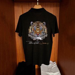 Polos Polos Comfort Miękka najwyższa jakość Slim Spa Shirt Personality HD Tiger Diamond Pandard Short Slevemen's Męskie