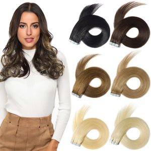 12A Straight Blonde Tape in Extensions Human Hair inch Seamless Skin Weft Natural Tape Extension Non Remy Tape On g pack