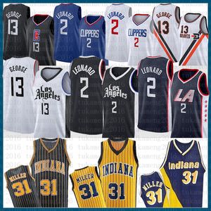 31 Kawhi Leonard Paul George Basketball Jersey 2 13 Reggie Miller Los Mens Angeles Pink Clipper Indiana Grey Pacer Champagne