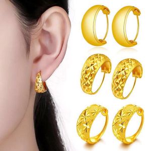 Hoop Huggie 24k Yellow Gold GP örhängen Set för Women Stars Ear Cuff Brincos Femme Pendientes Mujer Retro smycken Tillbehör Bijoux