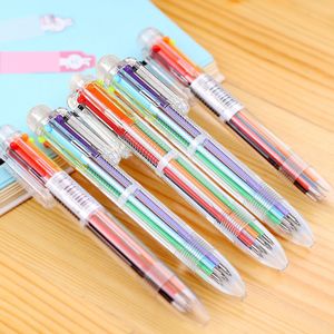 ball pen 6-in-1 Multicolor shuttle pen cute transparent plastic with promotion