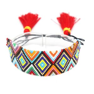 Связанная цепная бусинка сплетен браслет Femme ручной обмотки, геометрические узоры, ювелирные изделия, украшения для кисточки для кисточки для кисточки Boho Ethnic Miyuki Braceletslink Slink