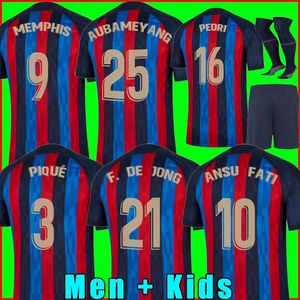 Jerseys For Soccer venda por atacado-barcelona barceloneta Camisetas de camisas de futebol barca MEMPHIS PEDRI Kun Aguero FC ANSU FATI GRIEZMANN F DE JONG DEST kit camisa masculino conjunto