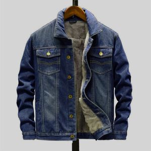 Mężczyźni Winter Jean Jackets ciepłe dżinsowe płaszcze Mężczyźni wełniane wełniane grubsze kurtki zimowe dżinsy plus rozmiar M-8xl 220813