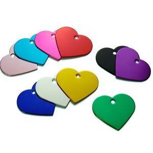 Wholesale 100Pcs Heart Love Personalized Dog Cat Pet ID Tags Customized Engraving Name Phone No. For Dog Pet ID Tag Accessories 220510