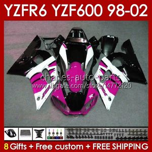 Yamaha Yzf R6 R 6 YZF600 600CC YZFR6 98 99 00 2001 2002 Vücut 145No.199 YZF 600 CC YZF-600 98-02 Cowling YZF-R6 1998 1999 2000 01 02 OEM kaplama Glossy Gülbüs Blk