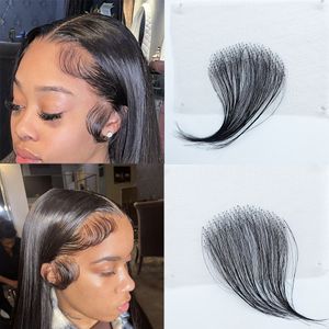 HD الدانتيل شعر الطفل حافة 4 قطعة قطاع شعر بشري للنساء السود شعري طبيعي مغطى بشعر الطفل