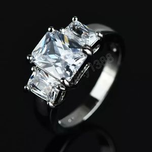 Alta grau 3 quadrados cúbicos zirconia anéis de casamento jóias de anel de noivado para mulheres