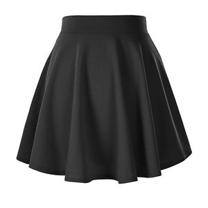 Women's Basic Versatile Stretchy Flared Casual Mini Skater Skirt sequin skirt Wine Red Black Short 220317