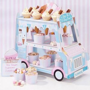 ice cream party decoration Display Stand Cupcakes Event Party Disposable Birthday Decoration Cupcake Sugar Sweets Crafts Y200618