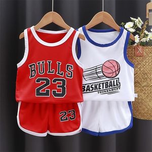 Sommer Jungen Basketball Uniform Kinder Trainingsanzüge Sport Anzüge Kleinkind Kleidung Sets Freizeit Kinder Weste T-shirt Shorts 2 stücke 220714