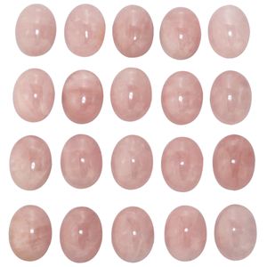 Cabochon di pietre preziose ovali con retro piatto di quarzo rosa naturale Guarigione Chakra Crystal Stone Bead Cab Covers Nessun foro per la creazione di gioielli artigianali