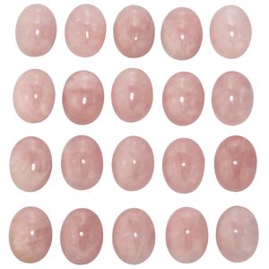 Natur Rose Quartz Ovala Flat Back Gemstone Cabochons Healing Chakra Crystal Stone Bead Cab Cover Inget hål för smycken hantverk