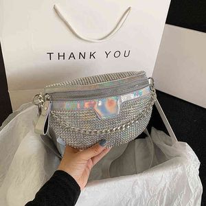 Diamond Laser Women Fanny Pack Chain Bag Bag Luxury Crossbody Chest Sen Designer Handbags Wallet Female Belt 220531