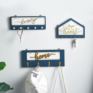 Hooks & Rails Creative Wood Wall Hanging Key Rack Clothes Hat Hanger Holder Storage Coat For Home DecorationHooks