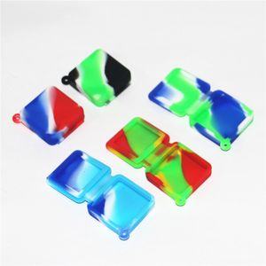 100pcs boxes 9ml Silicone Wax Oil Container Bag Conjoined Square With Hang Colorful Smoking Vape Dry Herb Tobacco Storage Box Food Grade Rubber Jar