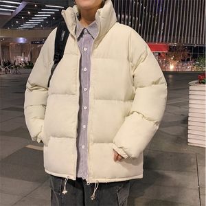 Korean Fashion Windproof Winter Parkas Men Zipper Jacket Beige Green Black Coats Men Soft Comfort Outwear S3XL 210412