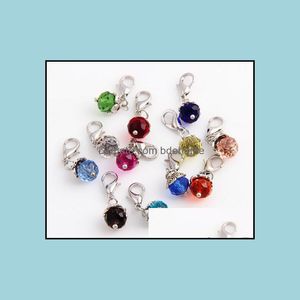 Wholesale birthday stone charms for sale - Group buy 20Pcs Mix Colors Crystal Birthstone Dangles Birthday Stone Pendant Charms Beads With Lobster Clasp Fit For Floating Locket Drop Delivery