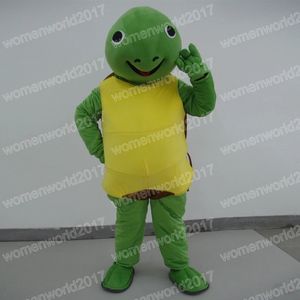 Halloween Green Tortoise Mascot Costume Simulação Roupa de desenhos animados de caráter de caráter de adultos roupas de natal vestido de fantasia de natal para homens mulheres