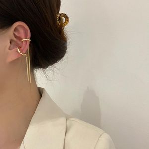 Clip-on & Screw Back Korea Simple Ear Clip Without Pierced Long Chain Bone Cuff For Woman On Earrings Fashion Aesthetic Jewelry