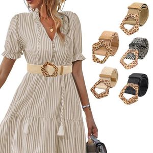 Belts Leather Belt With Buckle Women Straw Woven Elastic Stretch Wide Waist For Dresses Mens Double HolesBelts Smal22