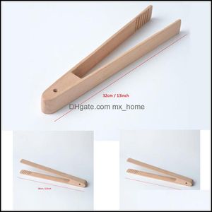 Other Bakeware Wholesale Wooden Food Clips Bread Tongs Beech Wood Dessert Dhz5E