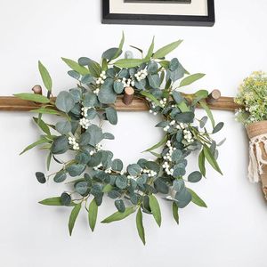 Decorative Flowers & Wreaths Summer Wreath Eucalyptus Garland Green Plant Door Hanging Trim Round Ornaments Rattan Front Wall Simulation U0a