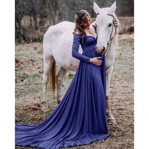Foto Shoot Maternity Photography Props Long Sleeve Maxi klänningar för gravida kvinnor Graviditetskläder G220418 41