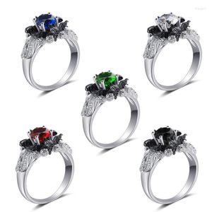 Cluster Rings Hainon Silver Color Women With Shiny Zircons Black Bat Animal Ring Distribution Punk Jewelry Party GiftsCluster Rita22