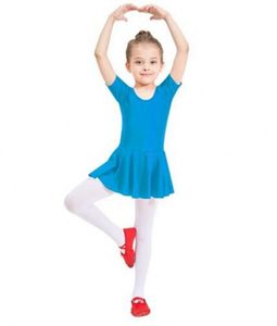 Adult Kids Catsuit Costumes Short Sleeve Scoop Neck Ballet Dress Gymnastic Leotard Tutu Dress