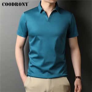 COODRONY Brand High Quality Summer Summer Cool Color Pure Casual Manga curta 100 camisa de pólo de algodão Men Slim Fit Roupas C5198S 220707