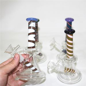 Mini Glass Bongs Hookahs 6,2 tums oljeplattform Tjocka Pyrex Heady Vattenrör Dab Rigs med 14mm manlig gemensam kvarts Banger Bowl