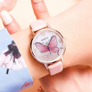 Wristwatches wesołość marka kobiet zegarki luksusowe wymienne rhinestone motyl panie skórzane sukienka żeński nadgarstek zegar mody