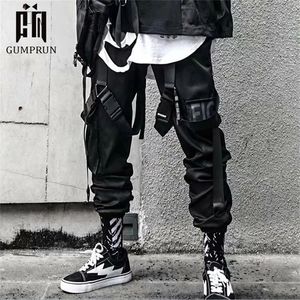 Joggers Cargo Pants for Men Casual Hip Hop Hit Color Pocket Male Trousers Sweatpants Streetwear Ribbons Techwear Pants 220817