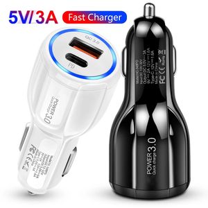 30W PD USB C Car Charger Fast Quick Charging QC3.0 USb Chargers For iPhone 13 12 14 15 Pro Xiaomi Samsung Mobile Phone