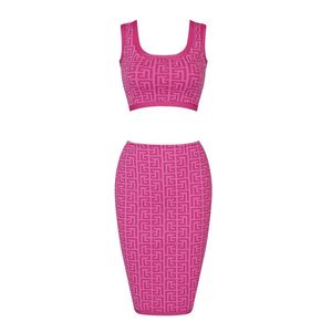 Work Dresses Superior Quality Backless Tank Bandage Dress Sexy Jacquard Weave Bodycon Mini Suit Night Track Club Party SummerWork