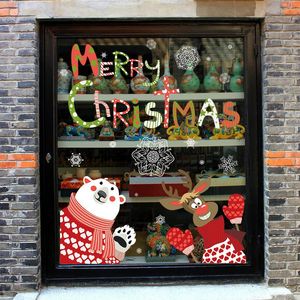 Decorações de Natal, adesivos de janela de alces adesivos de parede de decalques atmosfera de vestido de vestuário