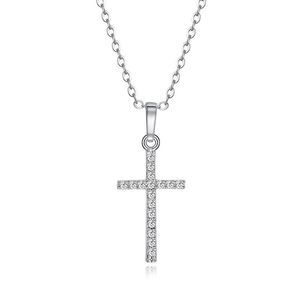 Pendant Necklaces Fashionable Simple Golden Silvery Crystal Jesus Cross Necklace Men's Women's Couple Retro Personalized Jewelry Gif