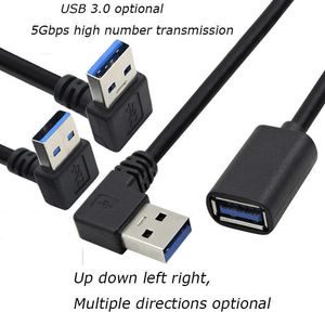 1PCS 30CM 90 Degree USB 3.0/2.0 Male to Female Adapter Cable Angle Extension Extender 5Gbps Fast Transmission Left/Right/Up/Down