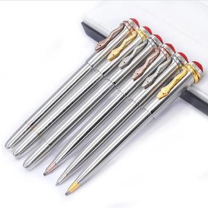 Främjande penna arvsserie Metal Silver Classic M Rollerball Ballpoint Pen med utsökt ormklipp som skriver smidig RedBlack