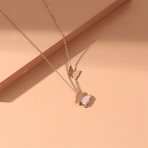 Collane a ciondolo Arrivo Donne Rose Gold Titanio farfalle in acciaio Metal All-Match Clavicle Chain Girls GirlryPendant