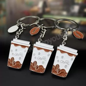 Wholesale coffee rings jewelry resale online - Fashion Metal Coffee Bean Cup Key Ring Coffee Cup Keychain Bag Hanging women men Fashion Jewelry