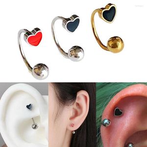 Ohrstecker aus Edelstahl, doppelt durchbohrt, Herz-Ohr-Tragus-Lappen, Anti-Piercing-Ohrring auf Knorpel, C-Barbell, 20 g, RingStudStud Farl22