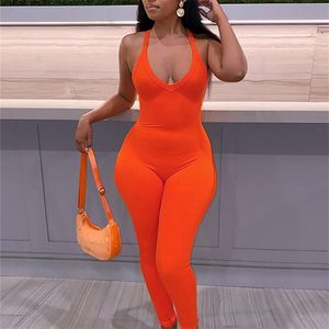 Simenual Ribbed Backless Criss Cross Rompers Womens Jumpsuit Sporty Workout Fitness Solid Casual Outfits Sleeveless 220714