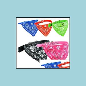 Justerbar Pet Dog Cat Bandana Scarf Collar Neckerchief Triangle Kollar Valp Mode Halsband Drop Leverans 2021 Leashes Tillbehör Hem